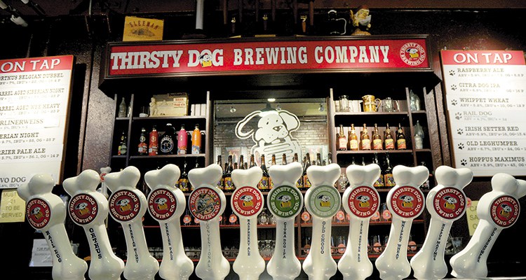 Taps at Thirsty Dog Brewing Co - Best Breweries in Ohio