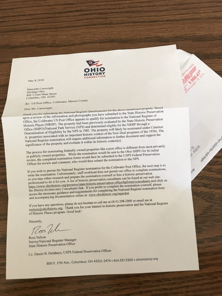 National Register Questionnaire reply