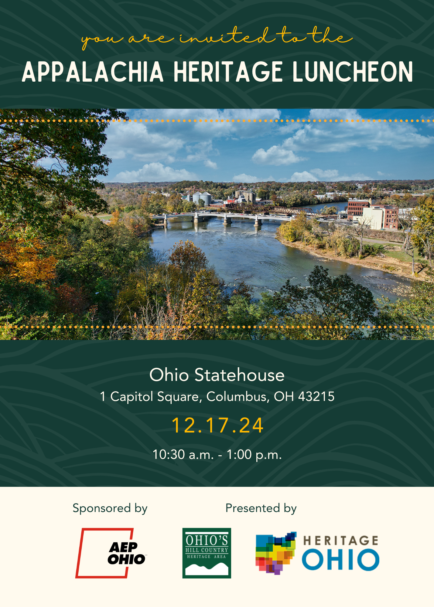 Save the Date image for Appalachia Heritage Luncheon on December 17, 2024